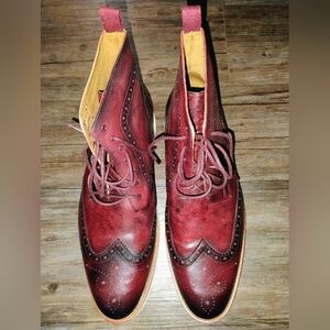 MEN'S TAFT OXBLOOD WINGTIP BROGUE BOOTS SIZE 14 MODEL 005 LIKE NEW